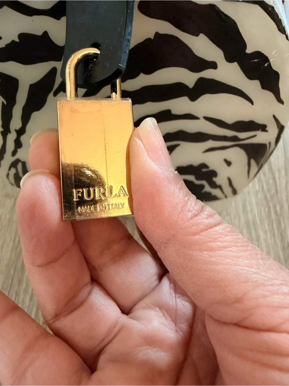 Furla Black & White Zebra-Print Dome Jelly Satchel